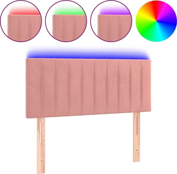 vidaXL Μαξιλαροκέφαλος κρεβατιού με LED, ροζ, 80x5x78/88 cm, βελούδο