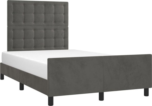vidaXL Rama κρεβατιού με κεφαλάρι, σκούρο γκρι, 120x200 cm, βελούδινο