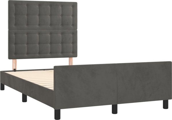 vidaXL Rama κρεβατιού με κεφαλάρι, σκούρο γκρι, 120x200 cm, βελούδινο