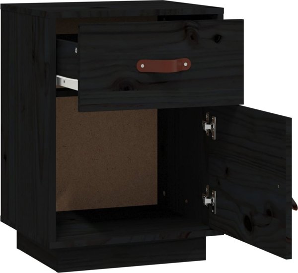 vidaXL vidaXL Szafki nocne, 2 szt., czarne, 40x34x55 cm, lite drewno sosnowe