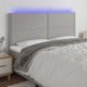 vidaXL Κεφαλάρι κρεβατιού με LED, ανοιχτό γκρι, 200x5x118/128 cm, ύφασμα