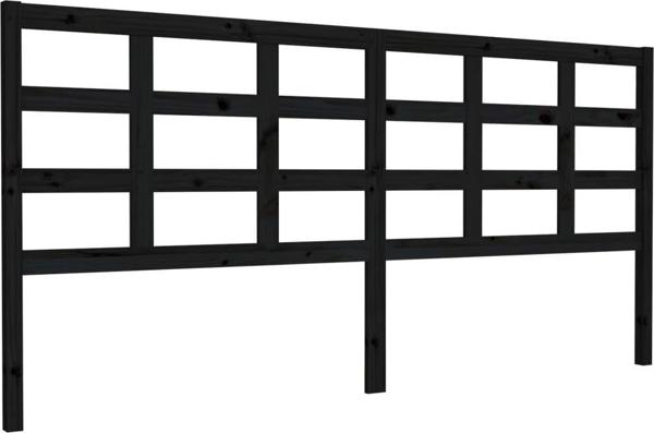 vidaXL Κεφαλαρι κρεβατιου, μαυρο, 205,5x4x100 cm, μασιφ πευκο