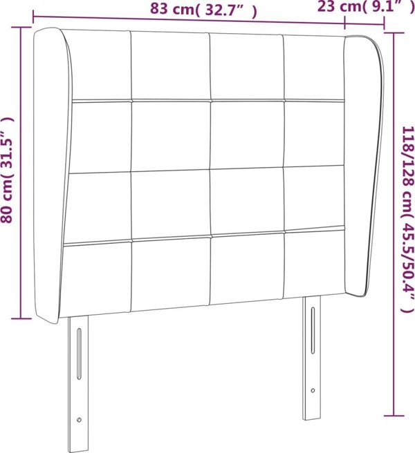 vidaXL Προσκέφαλο uszak ανοιχτό γκρι, 83x23x118/128 εκ., ύφασμα