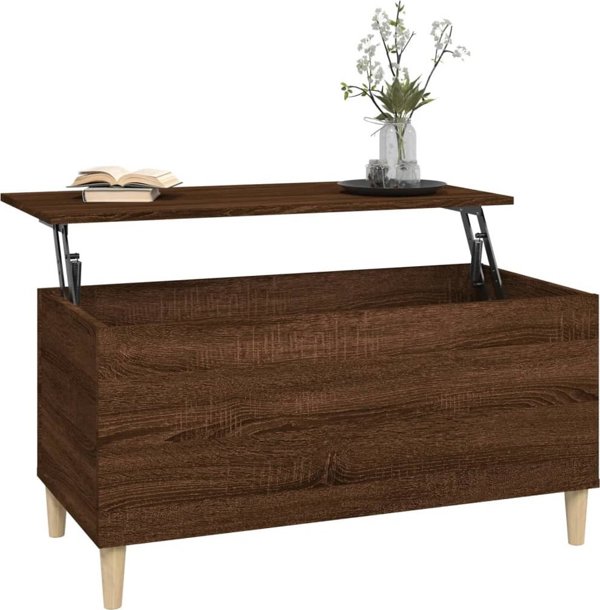 vidaXL Stolik kawowy, brazowy dab, 90x44,5x45 cm