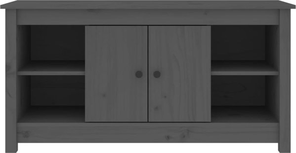 vidaXL Szafka telewizyjna, szara, 103x36,5x52 cm, lite drewno sosnowe
