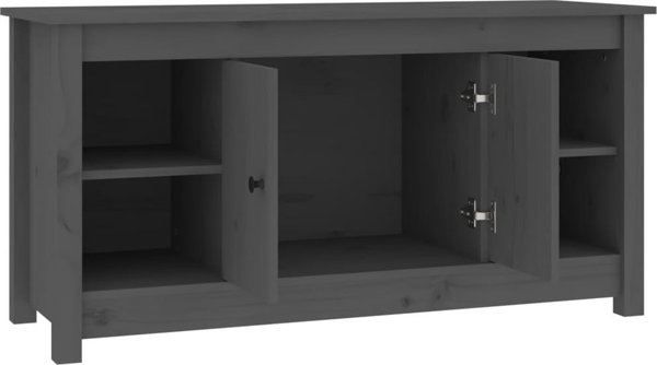 vidaXL Szafka telewizyjna, szara, 103x36,5x52 cm, lite drewno sosnowe