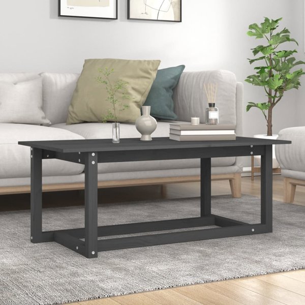 vidaXL vidaXL Stolik kawowy, szary, 110x55x45 cm, lite drewno sosnowe