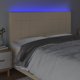 vidaXL Zaglowek για Κρεβάτι με LED, Κρεμ, 200x5x118/128 cm, Ύφασμα
