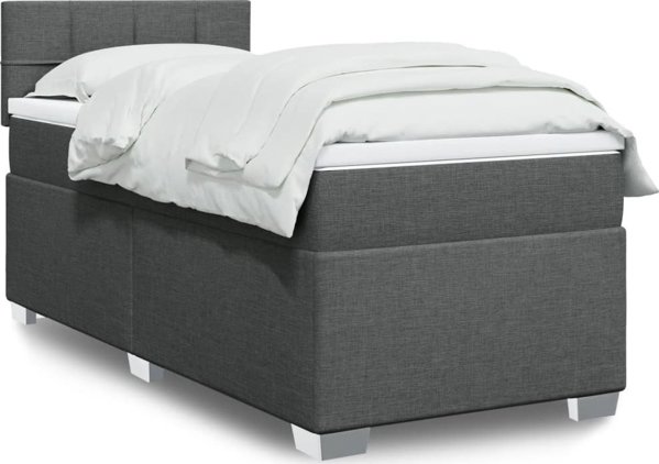 vidaXL Κρεβάτι Continental με στρώμα, σκούρο γκρι ύφασμα, 100x200 εκ.
