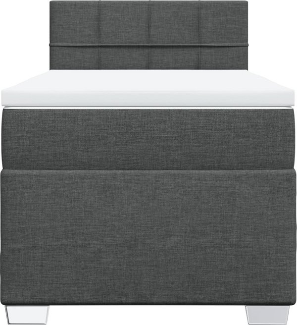 vidaXL Κρεβάτι Continental με στρώμα, σκούρο γκρι ύφασμα, 100x200 εκ.