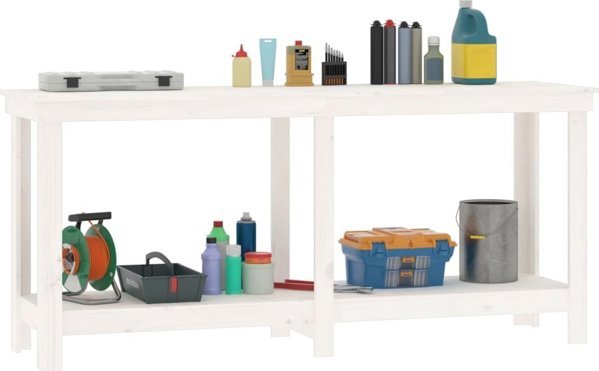 vidaXL Τραπέζι εργασίας, λευκό, 180x50x80 εκ., από ξύλο πεύκου