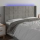 vidaXL Κεφαλάρι κρεβατιού με LED, ανοιχτό γκρι, 183x16x118/128 εκ., βελούδο