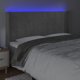 vidaXL Κεφαλάρι κρεβατιού με LED, ανοιχτό γκρι, 183x16x118/128 εκ., βελούδο