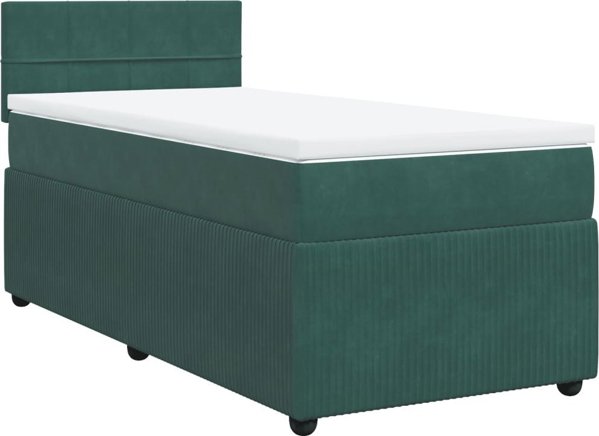 vidaXL Κρεβάτι Continental με Στρώμα, Πράσινο Βελούδο, 90x200 cm