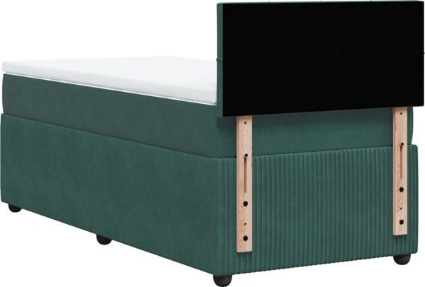 vidaXL Κρεβάτι Continental με Στρώμα, Πράσινο Βελούδο, 90x200 cm