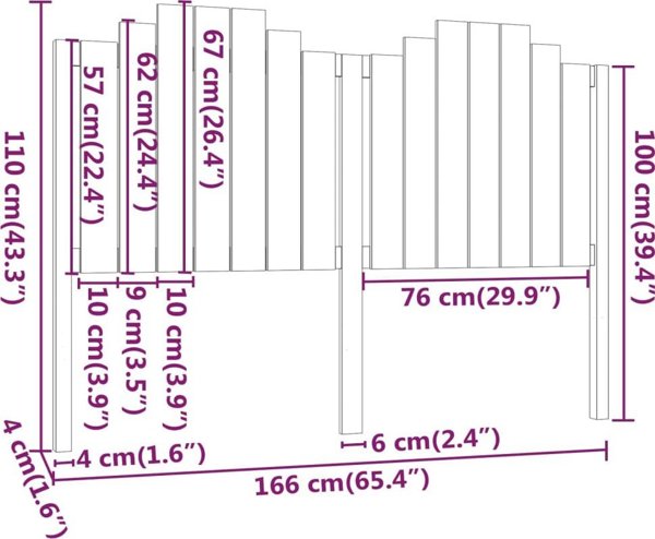 vidaXL Κεφαλάρι κρεβατιού 166x4x110 cm από ελαφρύ ξύλο πεύκου