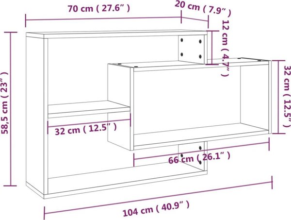 vidaXL Ράφι τοίχου, καπνισμένη βελανιδιά, 104x20x58,5 εκ.