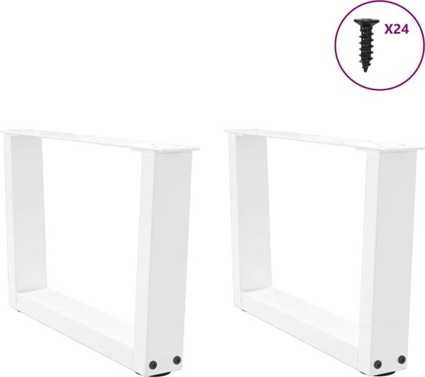 vidaXL Πόδια Τραπεζιού Φαγητού V-Shape 2 Τεμάχια, Λευκός Χάλυβας