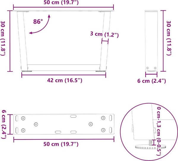 vidaXL Πόδια Τραπεζιού Φαγητού V-Shape 2 Τεμάχια, Λευκός Χάλυβας