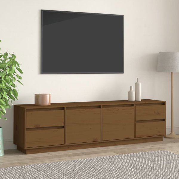 vidaXL Έπιπλο τηλεόρασης, μελιτζανί καφέ, 176x37x47,5 εκ, μασίφ πεύκο