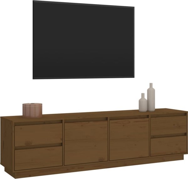 vidaXL Έπιπλο τηλεόρασης, μελιτζανί καφέ, 176x37x47,5 εκ, μασίφ πεύκο