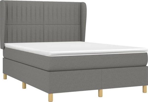 vidaXL Κρεβάτι Continental με στρώμα, σκουρόχρωμο γκρι ύφασμα, 140x190 εκ
