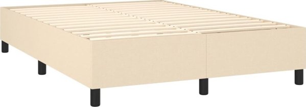 vidaXL Λαικό κρεβάτι με στρώμα, κρεμ, ύφασμα, 140x200 cm