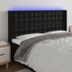 vidaXL Κεφαλάρι κρεβατιού με LED, μαύρο 183x16x118/128 cm, συνθετικό δέρμα