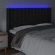 vidaXL Κεφαλάρι κρεβατιού με LED, μαύρο 183x16x118/128 cm, συνθετικό δέρμα