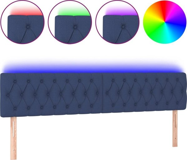 vidaXL vidaXL Κεφαλάρι κρεβατιού με LED, μπλε, 180x7x78/88 cm, ύφασμα