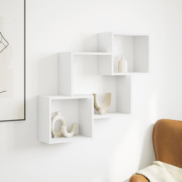 vidaXL Ράφι Τοίχου 78x18x71 cm, Λευκό, Ξυλοπολυμερές Υλικό