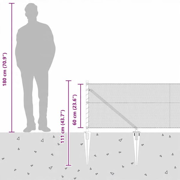 vidaXL Εξαγωνική Περίφραξη από Ατσάλι, Γκρι, 0.6x50 μ.