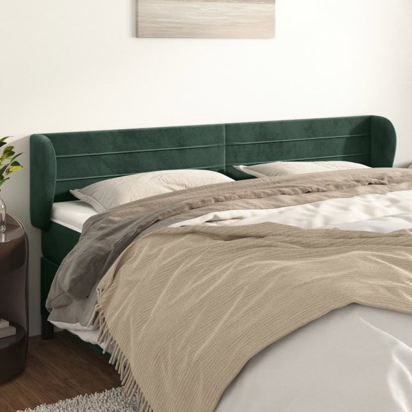 vidaXL Ζαγλόουεκ uszak, σκούρο πράσινο, 203x23x78/88 cm, βελούδινο