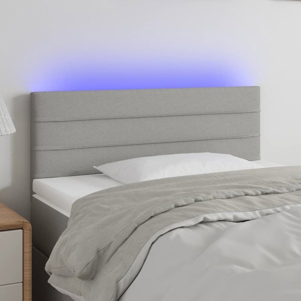 vidaXL Zaglowek do lozka z LED, jasnoszary, 100x5x78/88 cm, tkanina