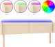 vidaXL Κεφαλάρι κρεβατιού με LED εκρού 183x16x78/88 εκ από ύφασμα