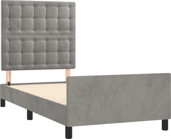 vidaXL Rama κρεβατιού με κεφαλάρι, ανοιχτό γκρι, 90x200 cm, βελούδινη