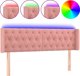 vidaXL Κεφαλάρι Κρεβατιού με LED Ροζ 147x16x78/88 cm Απαλό Βελούδο