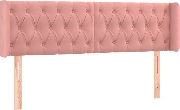 vidaXL Κεφαλάρι Κρεβατιού με LED Ροζ 147x16x78/88 cm Απαλό Βελούδο