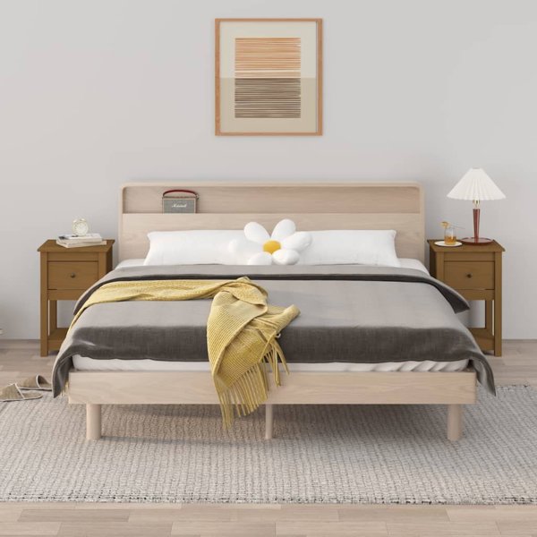 vidaXL Κομοδίνα, 2 τεμάχια, μέλι καφέ, 40x35x61,5 εκ., ξύλο πεύκου