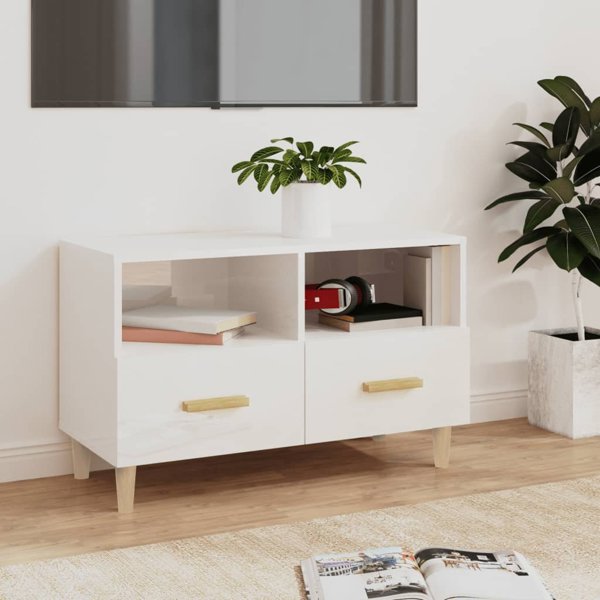 vidaXL Έπιπλο Τηλεόρασης, Λευκό, Υψηλή Λάμψη, 80x36x50 cm