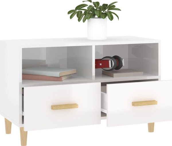 vidaXL Έπιπλο Τηλεόρασης, Λευκό, Υψηλή Λάμψη, 80x36x50 cm