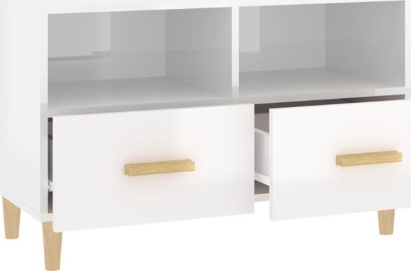 vidaXL Έπιπλο Τηλεόρασης, Λευκό, Υψηλή Λάμψη, 80x36x50 cm