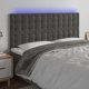 vidaXL Κεφαλάρι για κρεβάτι με LED, σκούρο γκρι βελούδο, 180x5x118/128 εκ.