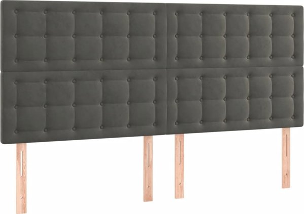 vidaXL Κεφαλάρι για κρεβάτι με LED, σκούρο γκρι βελούδο, 180x5x118/128 εκ.