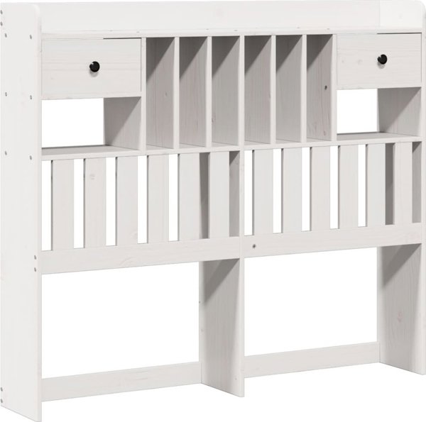 vidaXL Κρεβάτι με ράφι χωρίς στρώμα λευκό 135x190 cm πεύκο