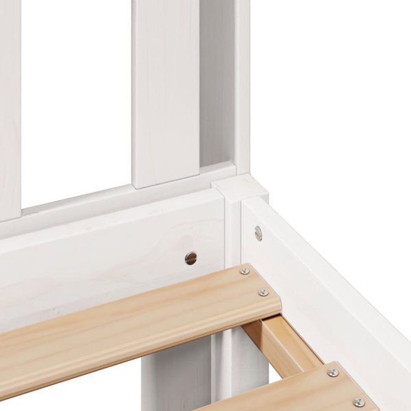 vidaXL Κρεβάτι με ράφι χωρίς στρώμα λευκό 135x190 cm πεύκο