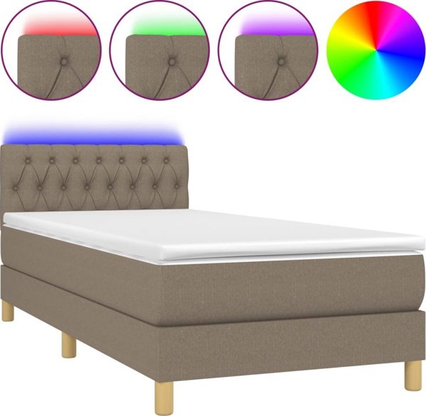 vidaXL Lowzko kontynentalne z materacem taupe tkanina 90x200 cm