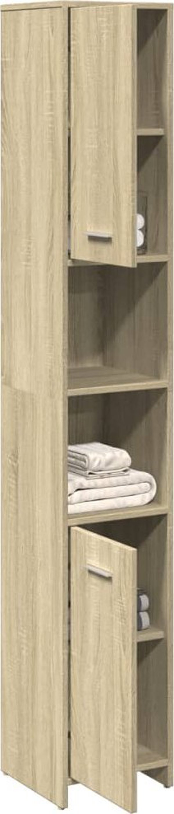 vidaXL Ντουλάπι μπάνιου, δρυς σόνoμα, 30x30x183,5 εκ, μοριοσανίδα