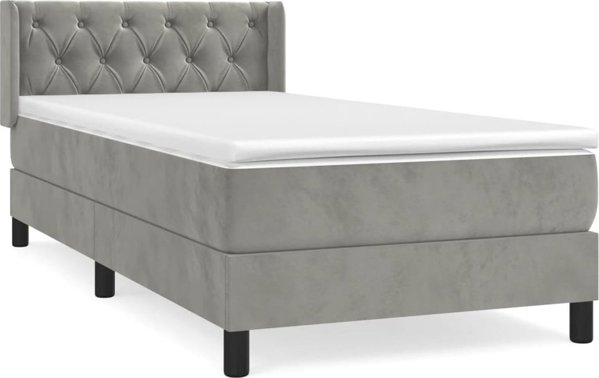 vidaXL Κρεβάτι τύπου continental με στρώμα 80x200 cm, ανοιχτό γκρι, βελούδο