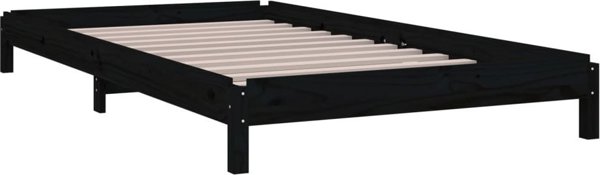 vidaXL Στοιβαζόμενο κρεβάτι, μαύρο, 80x200 εκ., από ξύλο πεύκου